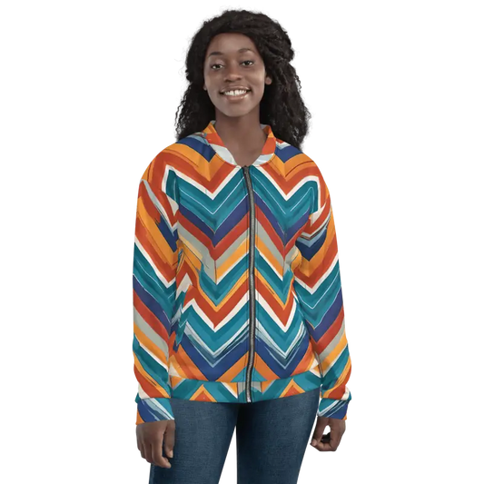 Zigzag Your Way To Fashion Fame With This Colorful Bomber Jacket - Jackets