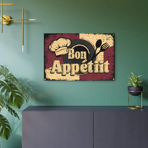 Vintage Bon Appetit Metal Art Sign – Matte Aluminum - Dipaliz - Novelty Signs