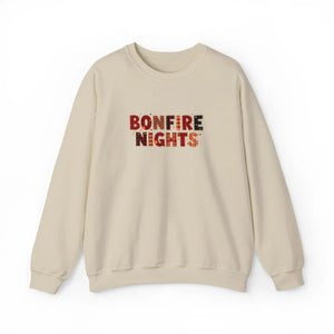 Bonfire Nights Crewneck Sweatshirt, Cozy Fall Campfire Graphic - Sweatshirts
