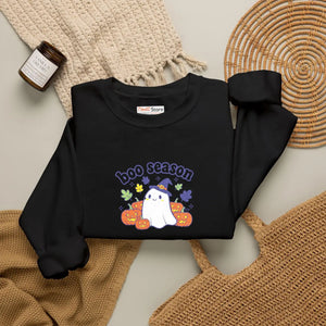 Boo Season Sweatshirt, Cute Ghost Halloween Crewneck - Sweatshirts