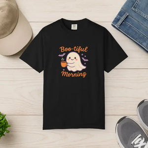 Funny Ghost Print Tee - Boo-tiful Morning Relaxed Fit - Dipaliz - Black / s - T-shirts