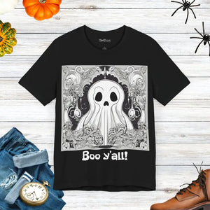 Unisex Jersey Short Sleeve Tee - Boo Yall Halloween Cotton - Dipaliz - Black / s - T-shirts