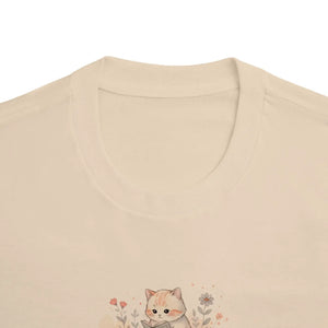 Whimsical Bookish Cat Tee - Watercolor Literary Design - Dipaliz - T-shirts