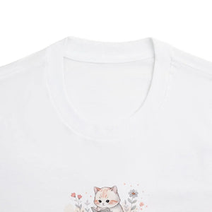 Whimsical Bookish Cat Tee - Watercolor Literary Design - Dipaliz - T-shirts