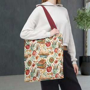 Bags - Bookish Watercolor Tote Bag - Floral Book Print - Dipaliz