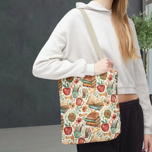 Bags - Bookish Watercolor Tote Bag - Floral Book Print - Dipaliz