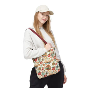 Bags - Bookish Watercolor Tote Bag - Floral Book Print - Dipaliz 13’’ × / Red
