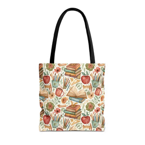 Bags - Bookish Watercolor Tote Bag - Floral Book Print - Dipaliz 16’’ × / Black