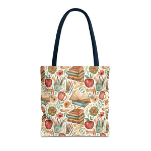 Bags - Bookish Watercolor Tote Bag - Floral Book Print - Dipaliz 16’’ × / Navy