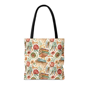 Bags - Bookish Watercolor Tote Bag - Floral Book Print - Dipaliz