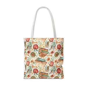 Bags - Bookish Watercolor Tote Bag - Floral Book Print - Dipaliz