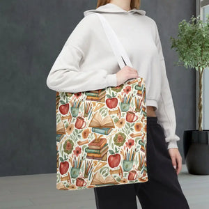 Bags - Bookish Watercolor Tote Bag - Floral Book Print - Dipaliz