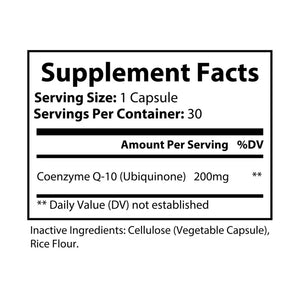 Food Supplements - Usa-made Coenzyme Q-10 Energy Capsules - Dipaliz White Bottle + Cap / Unflavored / 30 Vegetable