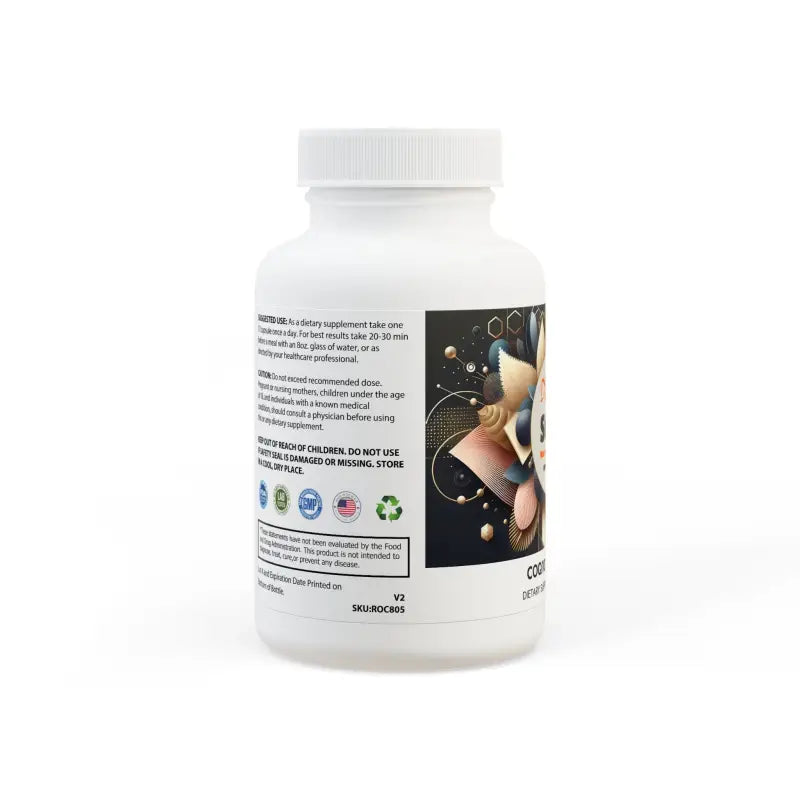 Boost your Health with Usa-made Coenzyme Q-10 Antioxidants - White Bottle + Cap / Unflavored / 30 Vegetable Capsules