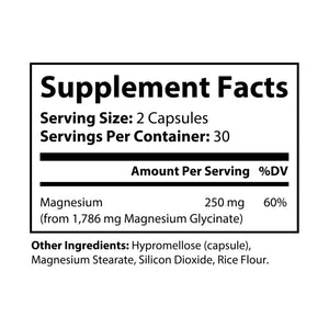 Magnesium Glycinate Supplement - Gmp-certified Pure Energy - Dipaliz - White Bottle + Cap / Unflavored / 60 Capsules