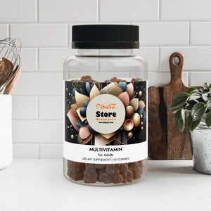 Multivitamin Gummies Boost Energy Hair Health Fizzy - Dipaliz - Clear Bottle + Black Cap / Unflavored / 60 - Single