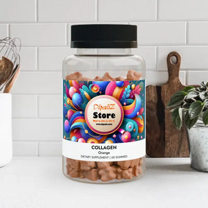 Collagen Gummies Magic - Fruity Skin Glow Boost - Dipaliz - Clear Bottle + Black Cap / Orange / 60 - Protein Supplements