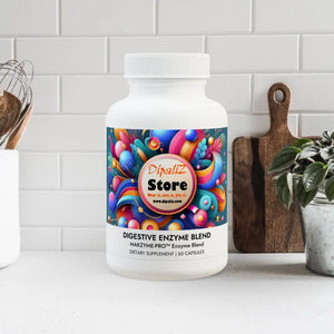 Digestive Enzyme Blend Supplement for Gut Health - Dipaliz - White Bottle + Cap / Unflavored / 60 Vegetable Capsules