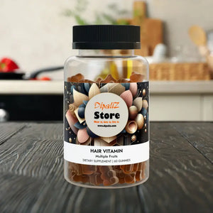 Hair Vitamin Essential Formula from Gmp-certified Dipaliz - Clear Bottle + Black Cap / Multiple Fruits / 60 Gummies