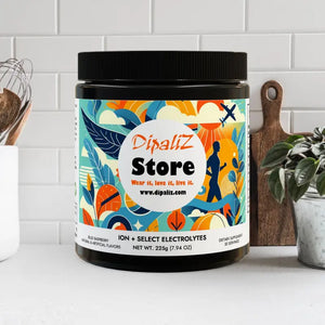 Electrolyte Water Powder - Acerola Juice Energy Blend - Dipaliz - Black Jar + Lid / Blue Raspberry / Net Wt 7.94 Oz