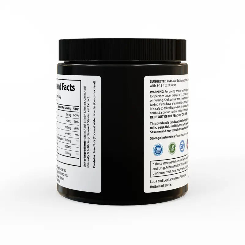 Boost your Workout with Ion + Electrolyte Water Powder - Black Jar + Lid / Blue Raspberry / Net Wt 7.94 Oz (225g) Food