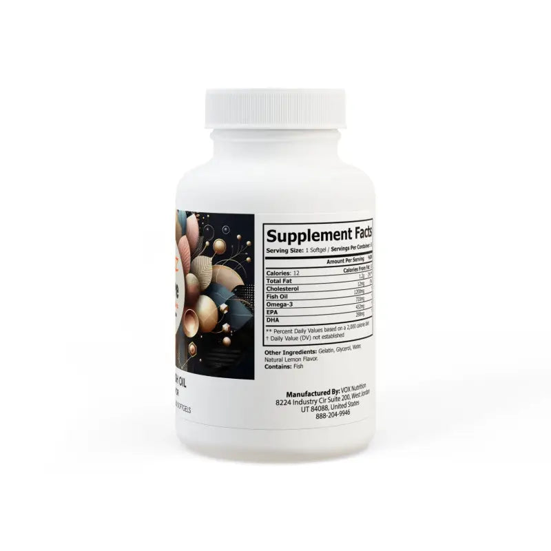 Boost Recovery with Omega-3 Fish Oil Lemon Supplement - White Bottle + Cap / 60 Softgels Food Supplements