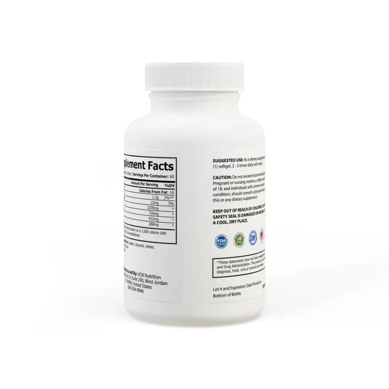 Boost Recovery with Omega-3 Fish Oil Lemon Supplement - White Bottle + Cap / 60 Softgels Food Supplements