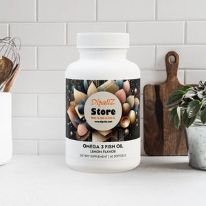 Omega-3 Fish Oil Supplement Natural Lemon Flavor - Dipaliz - White Bottle + Cap / 60 Softgels - Protein Supplements