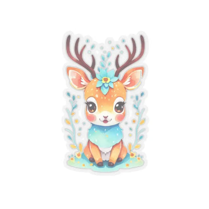 Boost your Sticker Game with Cute Deer Adhesive Stickers - 2’’ × / Transparent Paper Products