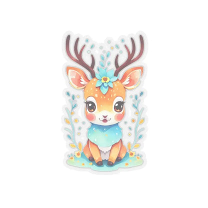 Boost your Sticker Game with Cute Deer Adhesive Vinyl Stickers! - 3’’ × / Transparent Paper Products