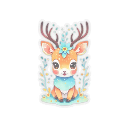 Boost your Sticker Game with Cute Deer Adhesive Vinyl Stickers! - 4’’ × / Transparent Paper Products