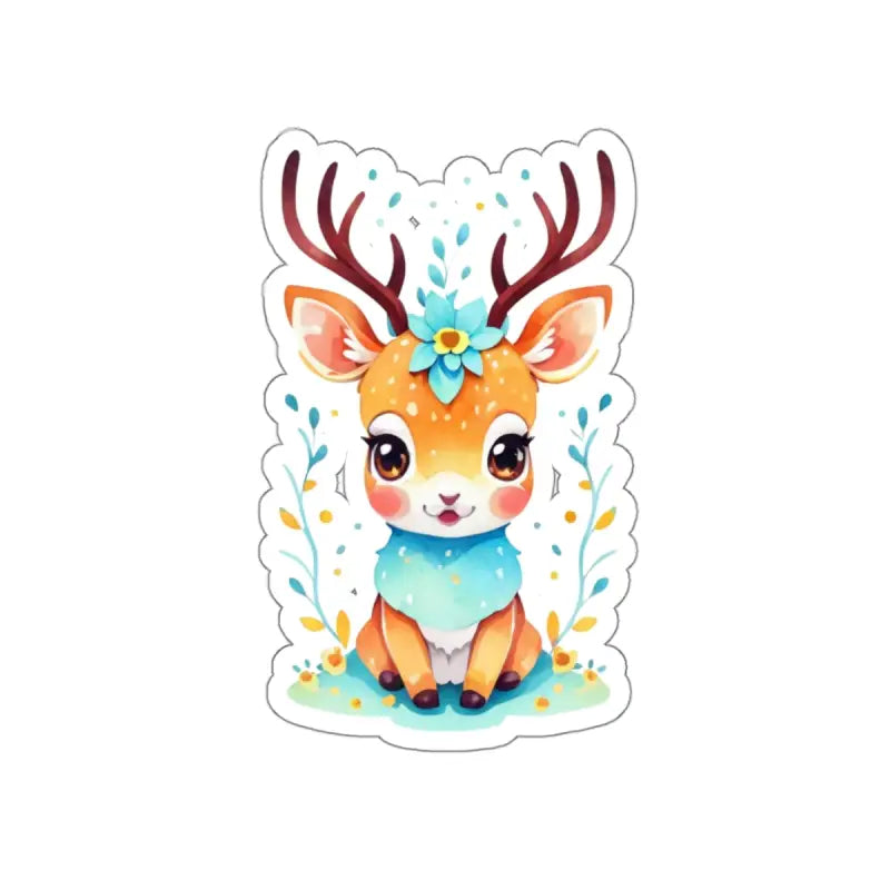 Boost your Sticker Game with Cute Deer Adhesive Vinyl Stickers! - 4’’ × / White Paper Products