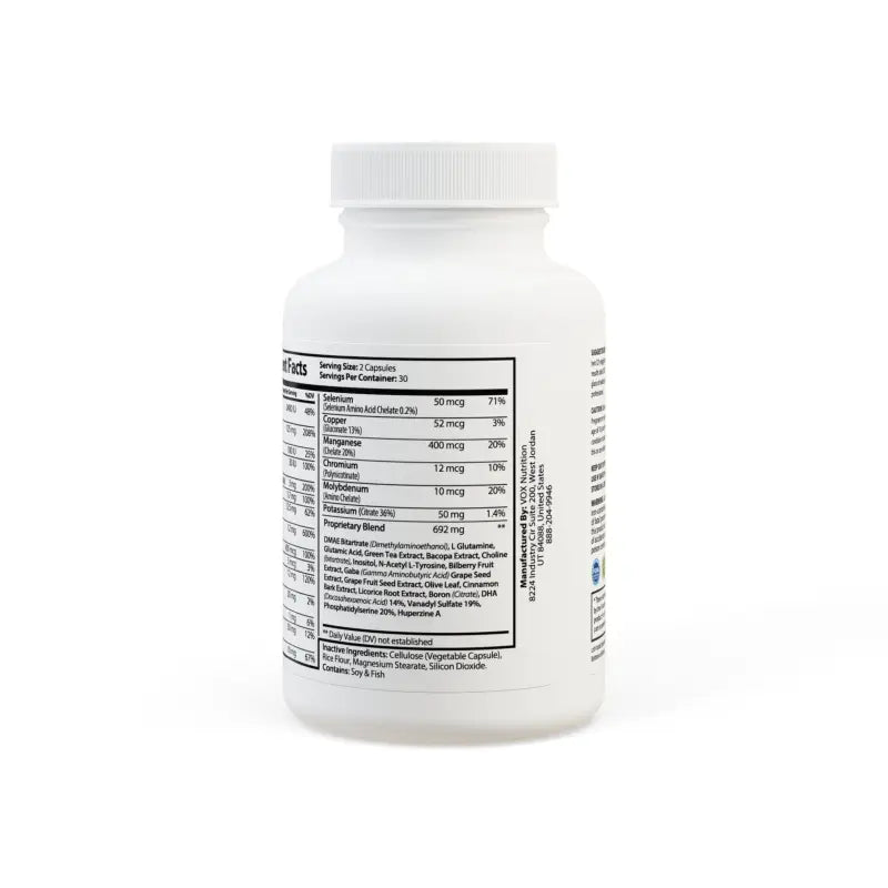 Boost Performance with our Herbal Power Supplement - White Bottle + Cap / Unflavored / 60 Vegetable Capsules Food