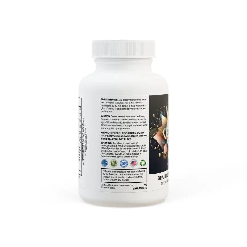 Boost Performance with our Herbal Power Supplement - White Bottle + Cap / Unflavored / 60 Vegetable Capsules Food