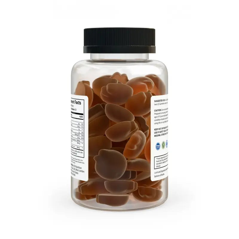 Boost your Workout with Apple Cider Vinegar Gummies - Clear Bottle + Black Cap / Multiple Fruits / 60 (vegan) Food