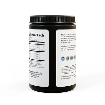 Discover the Ultimate Grape Bcaa Supplement Kick! - Black Jar + Lid / Net Wt 11.46 Oz (325g) / Food Supplements