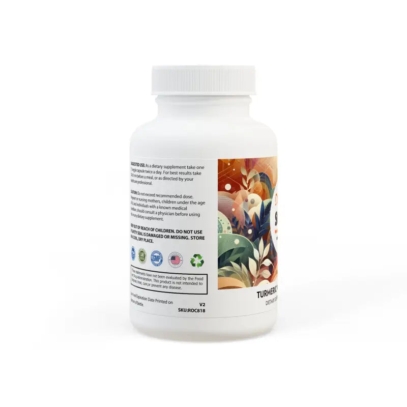 Boost Vitality with Curcuma Longa & Black Pepper Punch! - White Bottle + Cap / Unflavored / 60 Vegetable Capsules Food