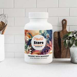 Curcuma Longa Black Pepper Fruit Energy Boost - Dipaliz - White Bottle + Cap / Unflavored / 60 Vegetable Capsules