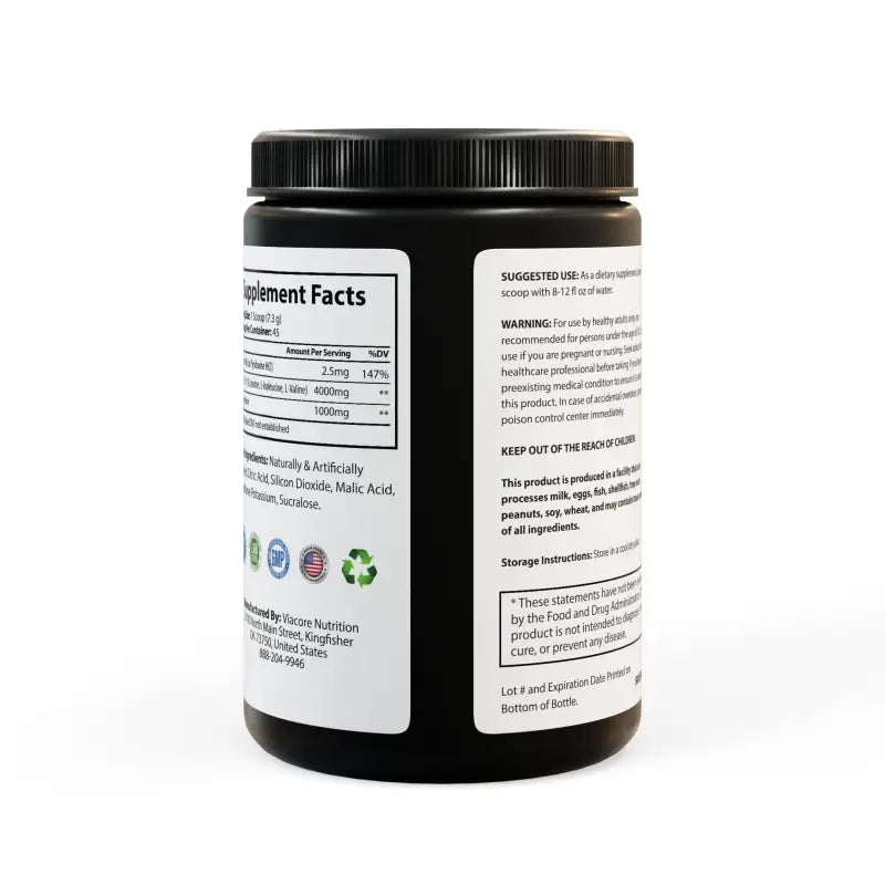 Watermelon Bliss Bcaa: Unleash your Performance Power! - Black Jar + Lid / Net Wt 11.46 Oz (325g) / Food Supplements