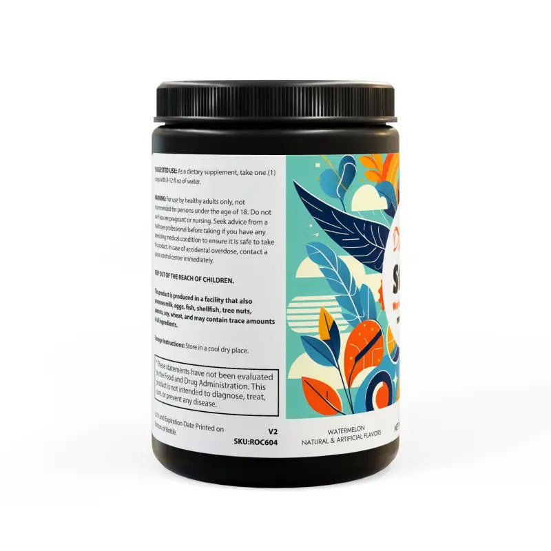 Watermelon Bliss Bcaa: Unleash your Performance Power! - Black Jar + Lid / Net Wt 11.46 Oz (325g) / Food Supplements