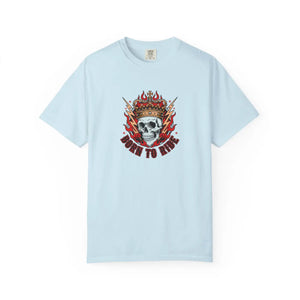 Born to Ride Skull T-shirt, Flaming Crown Motorcycle Tee - T-shirts