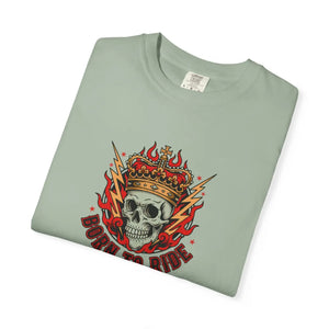 Born to Ride Skull T-shirt, Flaming Crown Motorcycle Tee - T-shirts
