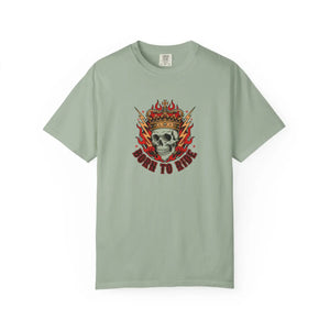 Born to Ride Skull T-shirt, Flaming Crown Motorcycle Tee - T-shirts