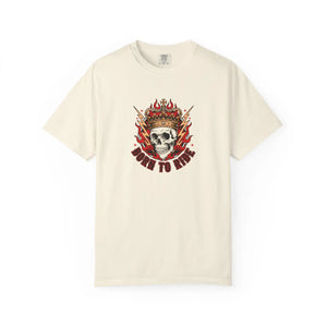 Born to Ride Skull T-shirt, Flaming Crown Motorcycle Tee - T-shirts