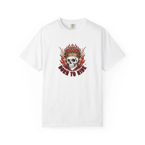 Born to Ride Skull T-shirt, Flaming Crown Motorcycle Tee - T-shirts