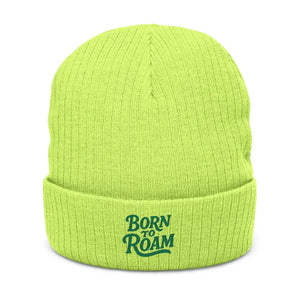 Hats - Rock Embroidered Ribbed Knit Beanie - Attitude Style - Dipaliz one Size / Acid Green