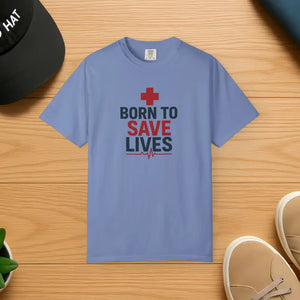 Unisex Essential Tee Garment-dyed Cotton Save Lives - Dipaliz - Washed Denim / s - T-shirts