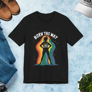 Born this Way Unisex Jersey Tee Rainbow Pride Statement - Dipaliz - Black / s - T-shirts