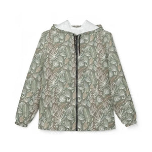Outerwear - Botanical Camo Windbreaker - Green Leaf Print Jacket - Dipaliz