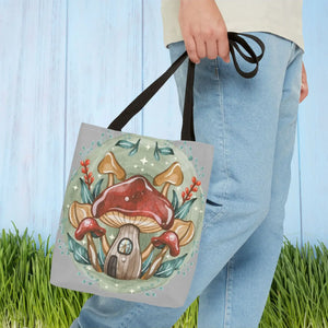 Botanical Cottage Core Tote Bag - Black Cotton Handles - Dipaliz - Bags